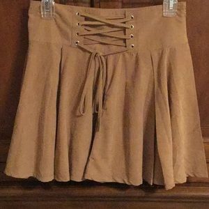 Umgee Jr. Faux Suede Skirt in Light Brown/Tan